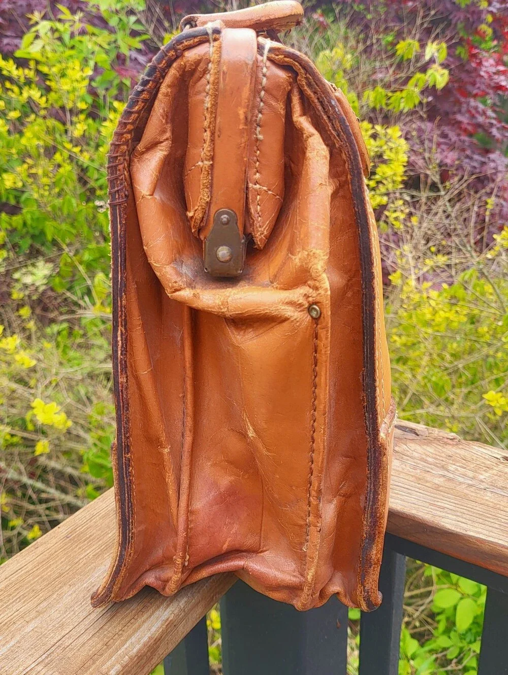 Vintage UTU United Transportation Union Leather Attache Briefcase 13x18x7 Keys